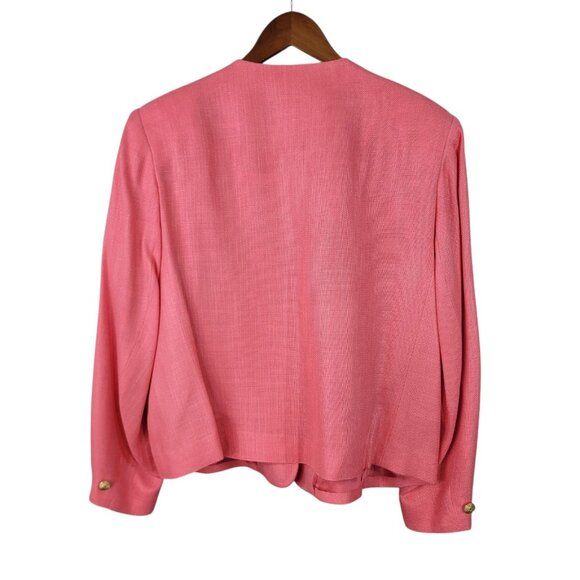 New Appleseeds Blazer Plus 20W Bright Pink Long Sleeve Gold Button Front Jacket - Picture 6 of 8